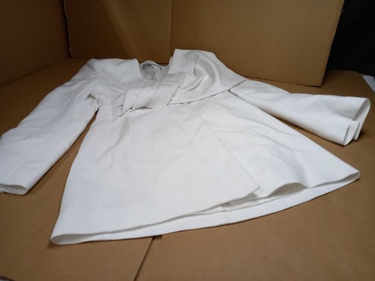 ZARA WHITE TEXTURED BLAZER DRESS - XS