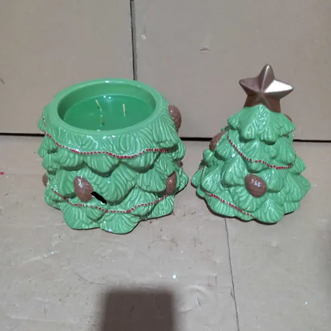 HOMEWORX BY HARRY SLATKIN 3 WICK FESTIVE CERAMIC TREE