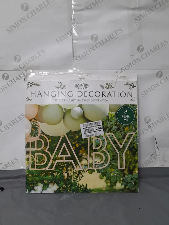 BOXED WOODEN BABY HANGING DECORATION