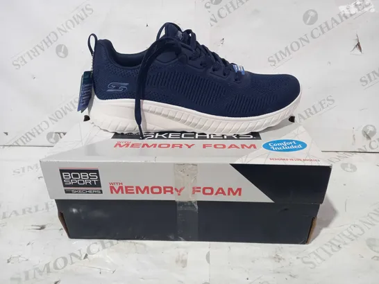 BOXED PAIR OF BOBS SPORT FROM SKECHERS MEMORY FOAM TRAINERS IN NAVY UK SIZE 7