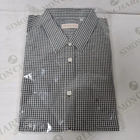 SEALED SET OF 7 BRAND NEW CORPORATIVE STYLE BLACK CHECK WOMENS SHIRT - SMALL