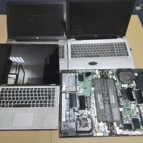 LOT OF 5 ASSORTED DAMAGED LAPTOPS TO INCLUDE HP AND LENOVO