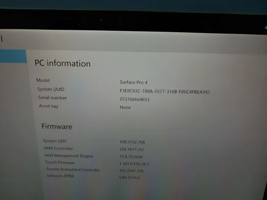 MICROSOFT SURFACE PRO 4 128GB 1724