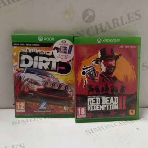 LOT OF 2 XBOX ONE GAMES, TO INCLUDE DIRT 5 & RED DEAD REDEMPTION 2
