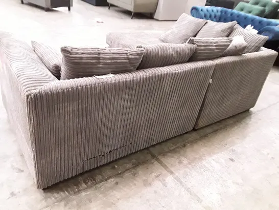 QUALITY DESIGNER MOANA STATIONARY CORNER SOFA - GREY JUMBO CORD FABRIC 