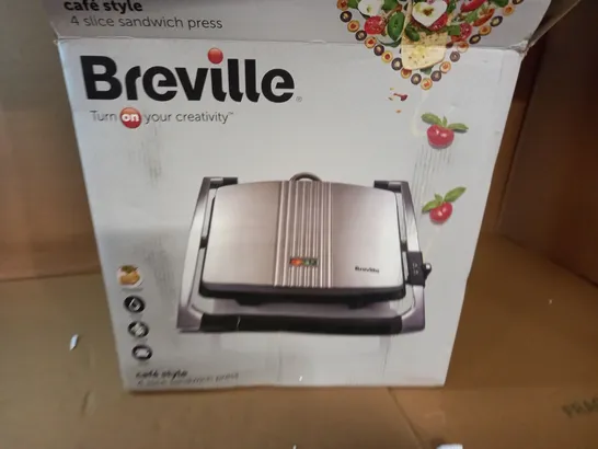 BOXED BREVILLE CAFÉ STYLE 4-SLICE SANDWICH PRESS