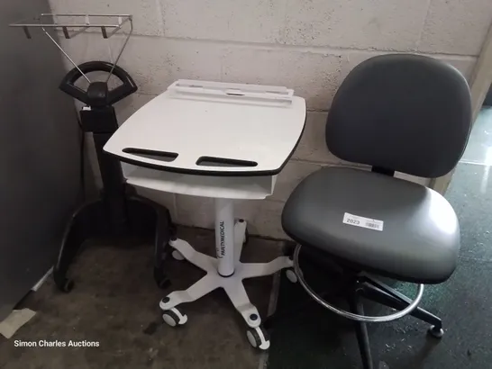 THREE ITEMS, SHARPSMART TROLLEY, PARITYMEDICAL MOBILE CART & GREY PU OFFICE CHAIR