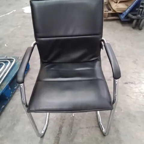 PALLET CONTAINING 6 LEATHER BACK CHROME LEGS COMFRENCE TABLE SIDE CHAIRS