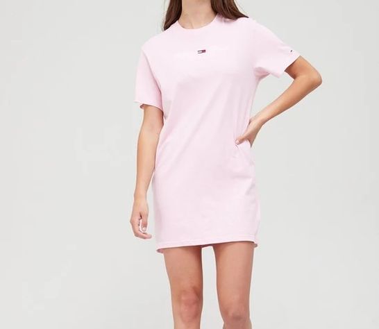 BRAND NEW TOMMY JEANS T-SHIRT DRESS - PINK SIZE L RRP £65