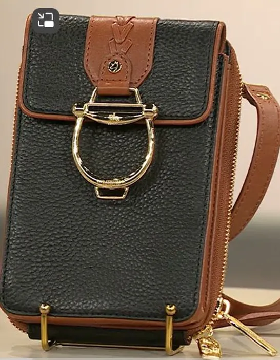 PAUL COSTELLOE LEATHER STIRRUP PHONE POUCH IN CONTRAST