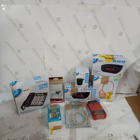 LOT OF ASSORTED ITEMS TO INCUDE HEADPHONES, CORDED PHONE AND BLUETOOTH SPEAKER