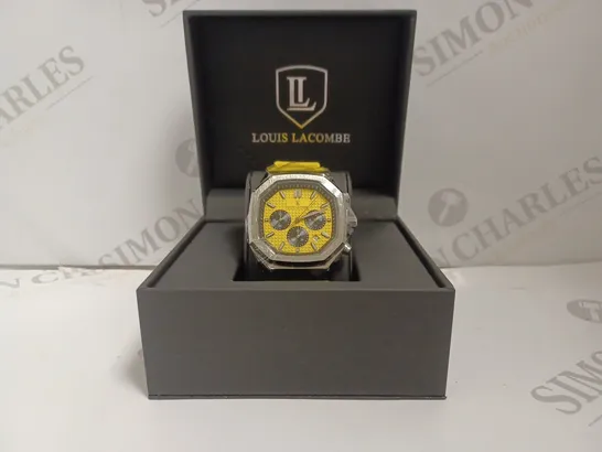 BOXED LOUIS LACOMBE LUXURY MENS WATCH - 3ATM WATER RESISTANT - RUBBER STRAP 