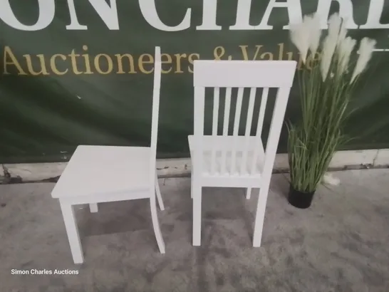 PAIR OXFORD WHITE WOODEN DINING CHAIRS 