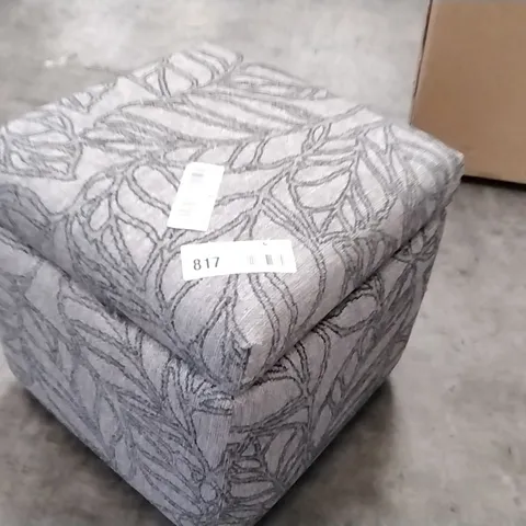 QUALITY BRITISH DESIGNER G PLAN SQUARE STORAGE FOOTSTOOL GREY FLORAL FABRIC 