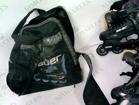 USED BAUER INLINE ROLLER SKATES AND KNEE PADS