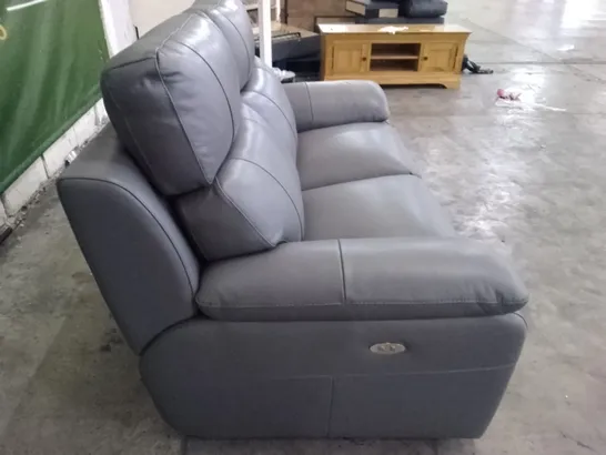 QUALITY ITALIAN DESIGNER PATRIZIO 2 SEATER ELETRIC RECLINER SOFA - GREY ANTHRACITE LEATHER