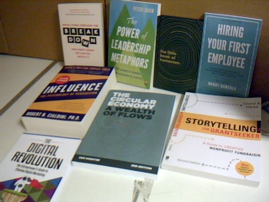 ASSORTMENT OF 8 NON FICTION SELF HELP BOOKS INCLUDING INFLUENCE, THE CIRCULAR ECOOMY AND THE DIGITAL REVOLUTION