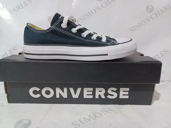 BOXED PAIR OF CONVERSE SHOES IN BLACK/WHITE UK SIZE 3