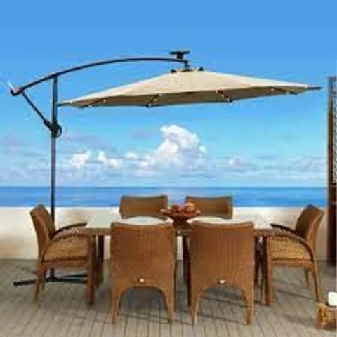 BOXED 10FT SOLAR LED OFFSET HANGING PARASOL 