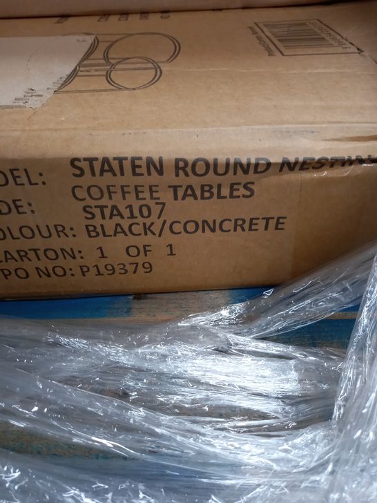 BOXED STATEN NESTED COFFEE TABLE - BLACK/CONCRETE STYLE RRP £155