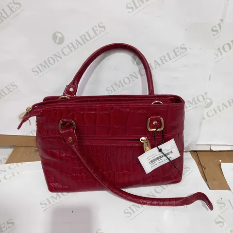 ASHWOOD CROC LEATHER MEDIUM MULTIWAY BAG - RED