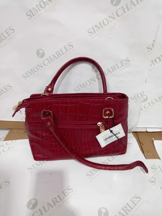 ASHWOOD CROC LEATHER MEDIUM MULTIWAY BAG - RED