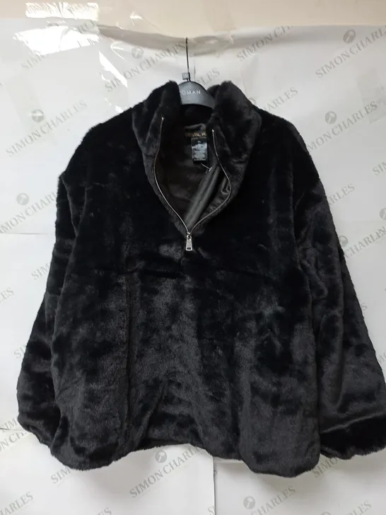 CRYSTAL KOBE FUR COAT SIZE 2XL IN BLACK 