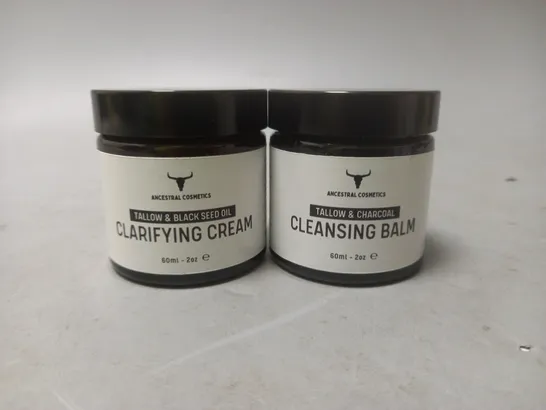 LOT OF 2 ANCESTRAL COSMETICS CLARIFYING CREAM 60ML AND CLEANSING BALM 60ML