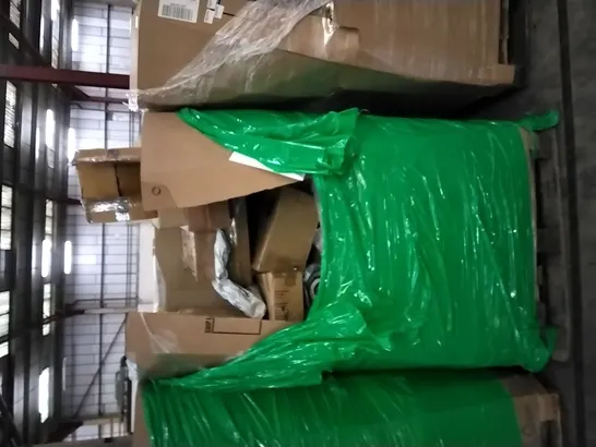 PALLET OF ASSORTED ITEMS INCLUDING WINDOW FILM, MULTIFUNCTION DESK REST, TOILET SEAT, DUVET AND SAFETY GATE