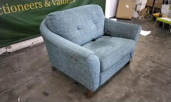 QUALITY BRITISH DESIGNED & MANUFACTURED G PLAN HATTON FORMAL BACK SNUGGLER POWER RECLINER CHAIR WAFFLE MARINE FABRIC  