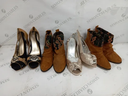 4 BOXED PAIR OF SHOES TO INCLUDE LAVANDA HEELED SANDALS SIZE 8 , BRADY BOOTS SIZE 3 