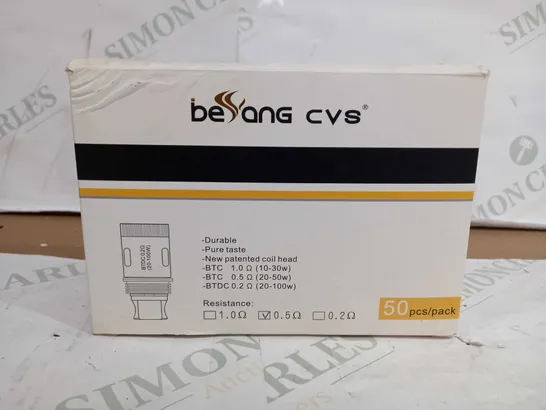 BOX OF APPROX 50 BEYANG CVS REPLACEMENT COIL HEAD - 0.5OHMS