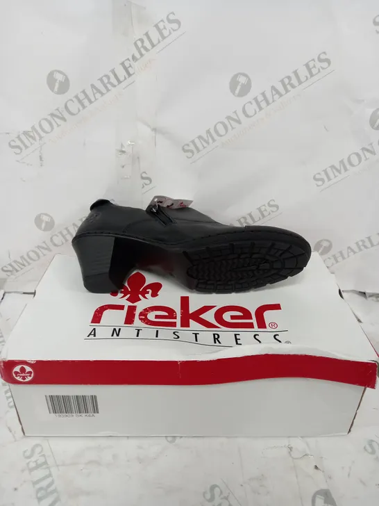 BOXED PAIR OF RIEKER SHOE BOOTS IN BLACK UK SIZE 6