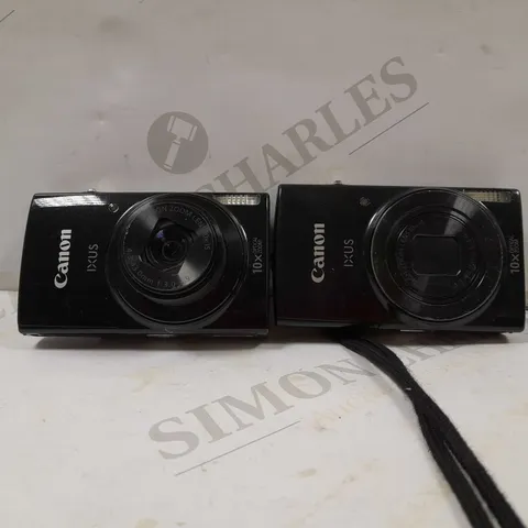 BOX OF 2 CANON IXUS CAMERAS IN BLACK