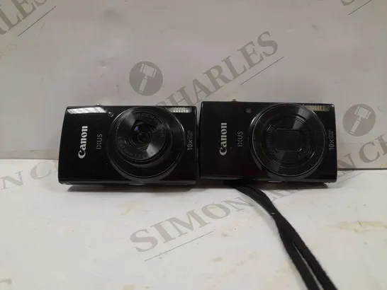 BOX OF 2 CANON IXUS CAMERAS IN BLACK