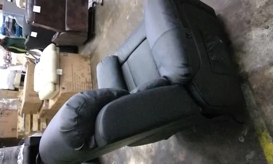 DESIGNER BLACK LEATHER POWER RECLINER ARMCHAIR 