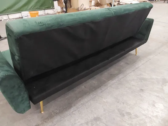 DESIGNER LARGE CLIC CLAC VELVET UPHOLSTERED SOFA BED - GREEN