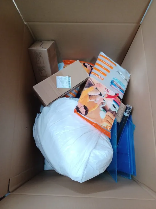 BOX TO CONTAIN APPROX. 20 X ASSORTED HOUSEHOLD PRODUCTS, INCLUDES BOTTLE, EXTENSION LEAD, VACUUM SEAL BAGS ETC 