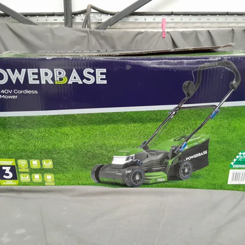 BOXED POWERBASE 34cm 40V CORDLESS LAWNMOWER - COLLECTION ONLY