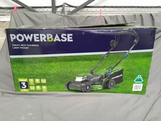 BOXED POWERBASE 34cm 40V CORDLESS LAWNMOWER - COLLECTION ONLY