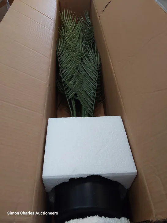 TWO BOXED FLOURESCENT ARTIFICIAL PALM PLANTS