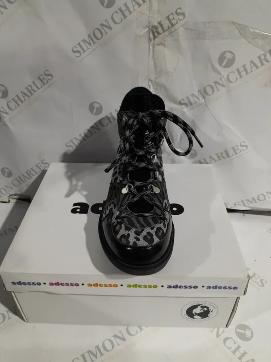 BOXED ADESSO LONDYN GREY LEOPARD PRINT TRAINERS SIZE 40