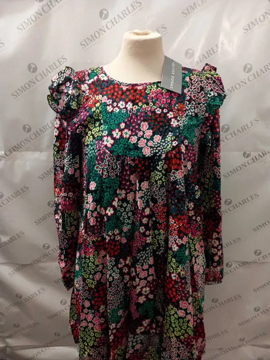 OLIVER BONAS PATCHED FLORAL GREEN MINI DRESS SIZE 8 