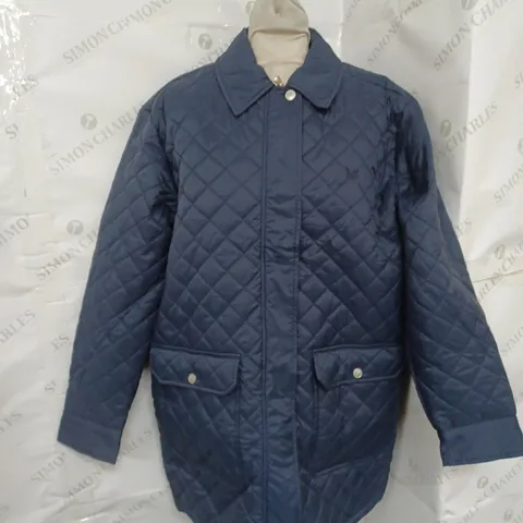 CREW CLOTHING COMPANY QUILTED LONG SLEEVE JACKET IN NAVY SIZE 12