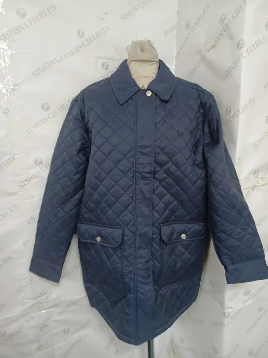 CREW CLOTHING COMPANY QUILTED LONG SLEEVE JACKET IN NAVY SIZE 12