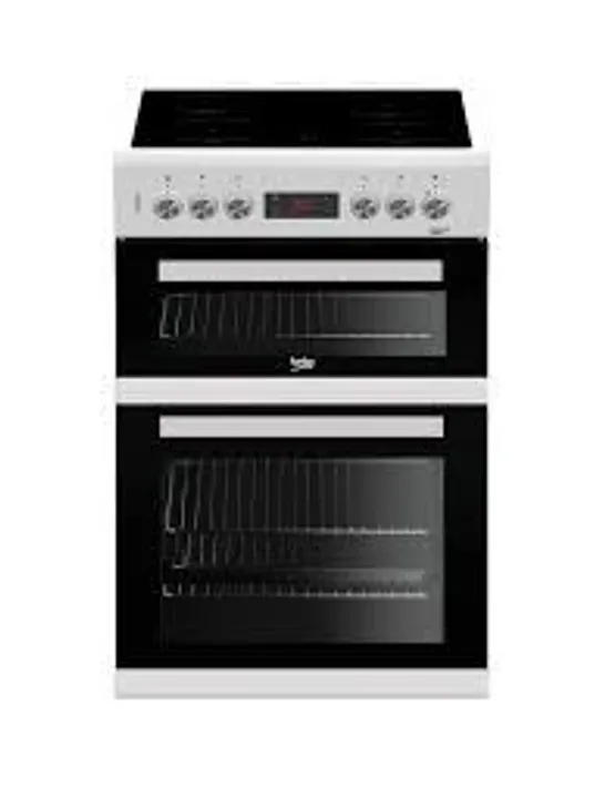 BOXED SWAN SX16720W 60CM WIDE TWIN CAVITY ELECTRIC COOKER WITH CERAMIC HOB - WHITE