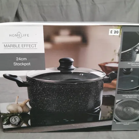 BOXED AS NEW HOMELIFE MARBLE EFFECT 24CM STOCKPOT