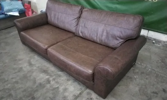 QUALITY DESIGNER LOUNGE CO 4 SEATER SOFA IN CHESTNUT BROWN LEATHER 