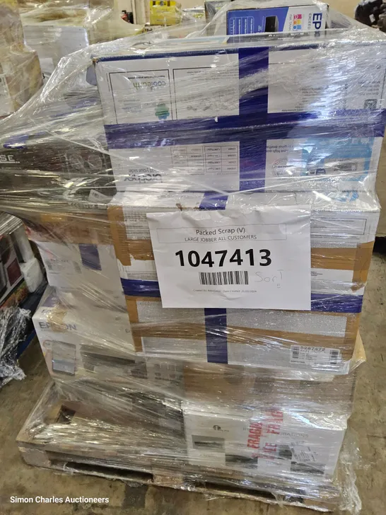 PALLET OF APPROXIMATELY 18 UNPROCESSED RAW RETURN PRINTER, SOUND AND DJ EQUIPMENT TO INCLUDE;