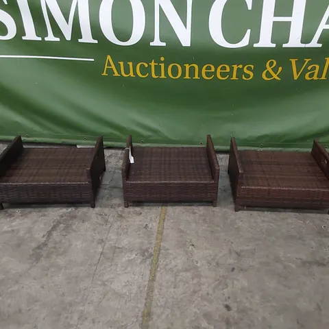 3 X CHOCOLATE MIX RATTAN FOOTSTOOLS 